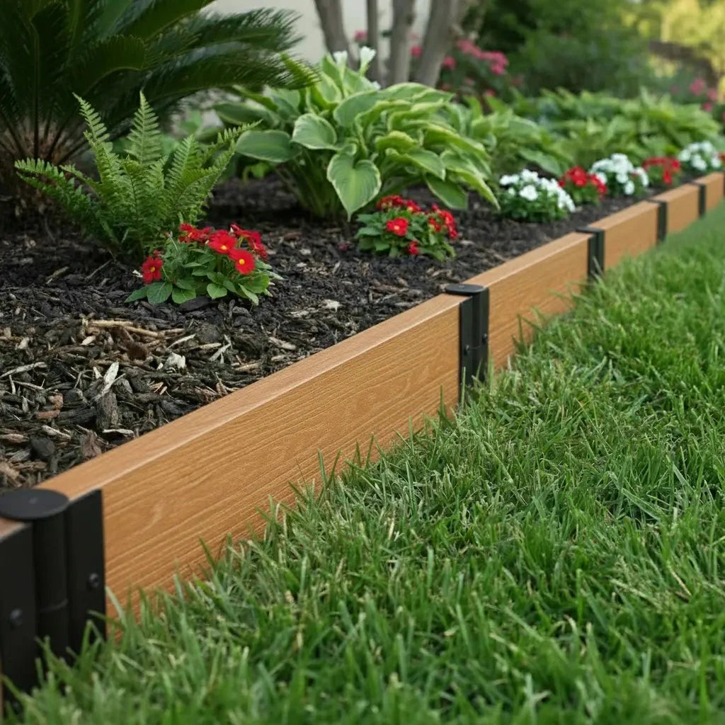Composite Landscape Edging Kit Landscape Edging Frame It All Red Cedar Straight 2" Profile 16 Feet (4 Boards)