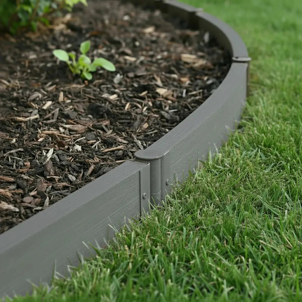 Composite Landscape Edging Kit Landscape Edging Frame It All Weathered Wood Curved 2" Profile 16 Feet (4 Straight Boards)
