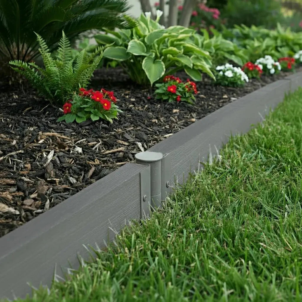 Composite Landscape Edging Kit Landscape Edging Frame It All Weathered Wood Straight 2" Profile 16 Feet (4 Straight Boards)