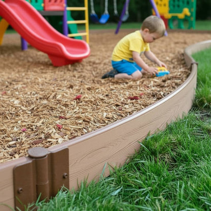 Composite Playground Border Kit Playground Borders Frame It All Classic Sienna Curved 1" Profile 16 Feet (4 Straight Boards)
