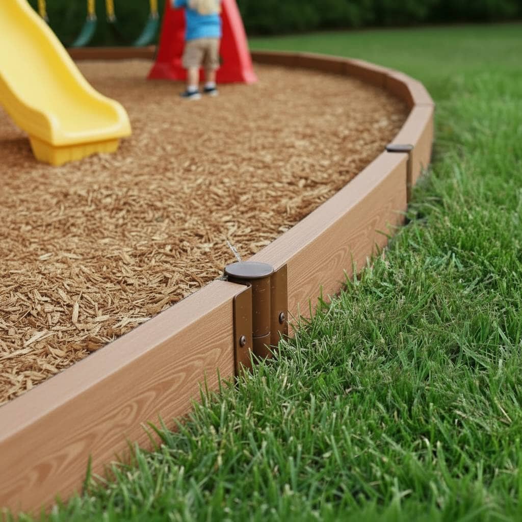 Composite Playground Border Kit Playground Borders Frame It All Classic Sienna Curved 2" Profile 16 Feet (4 Straight Boards)