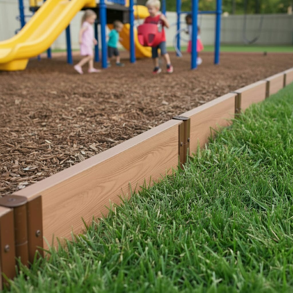 Composite Playground Border Kit Playground Borders Frame It All Classic Sienna Straight 2'' Profile 16 Feet (4 Straight Boards)
