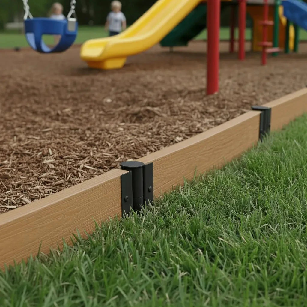 Composite Playground Border Kit Playground Borders Frame It All Red Cedar Straight 2'' Profile 16 Feet (4 Boards)