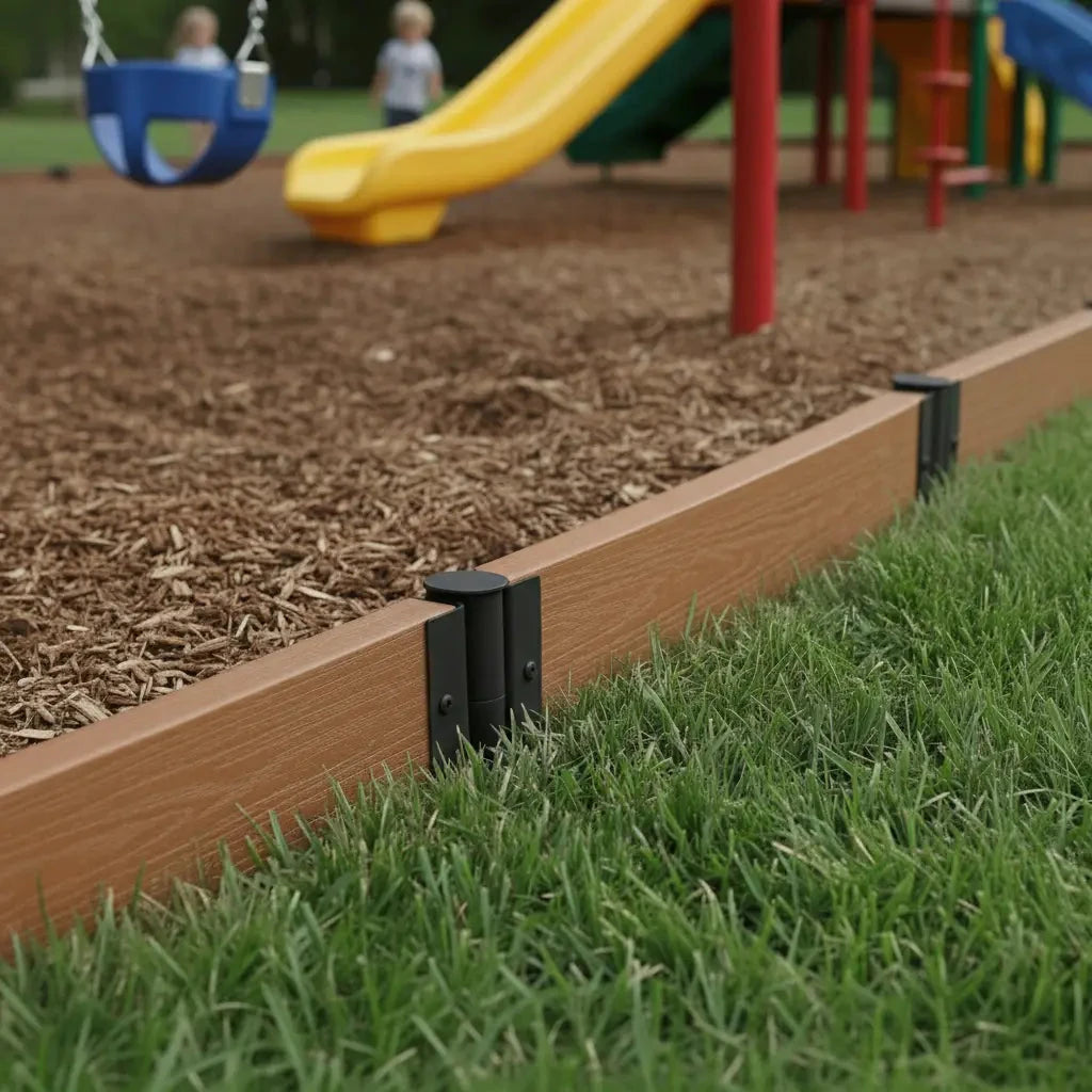 Composite Playground Border Kit Playground Borders Frame It All Teak Straight 2'' Profile 16 Feet (4 Boards)