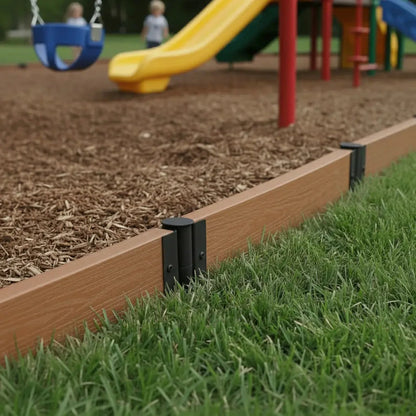 Composite Playground Border Kit Playground Borders Frame It All Teak Straight 2'' Profile 16 Feet (4 Boards)