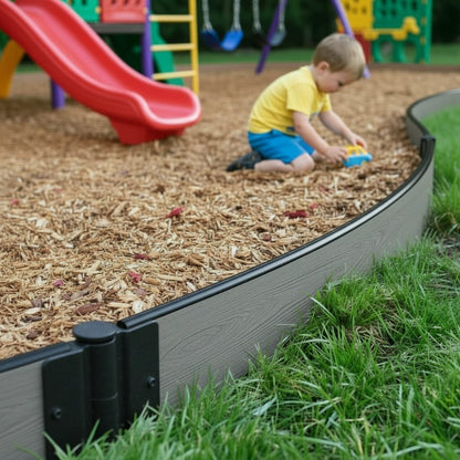 Composite Playground Border Kit Playground Borders Frame It All Weathered Wood Curved 1" Profile 16 Feet (4 Straight Boards)