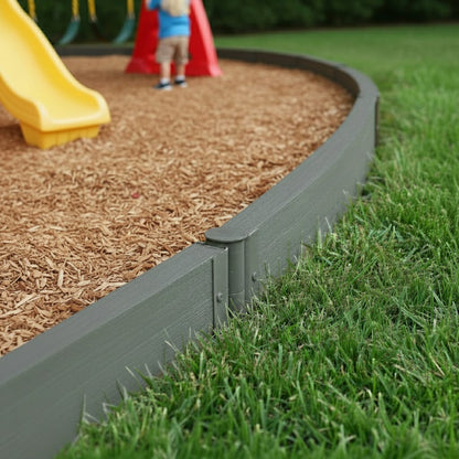 Composite Playground Border Kit Playground Borders Frame It All Weathered Wood Curved 2" Profile 16 Feet (4 Straight Boards)