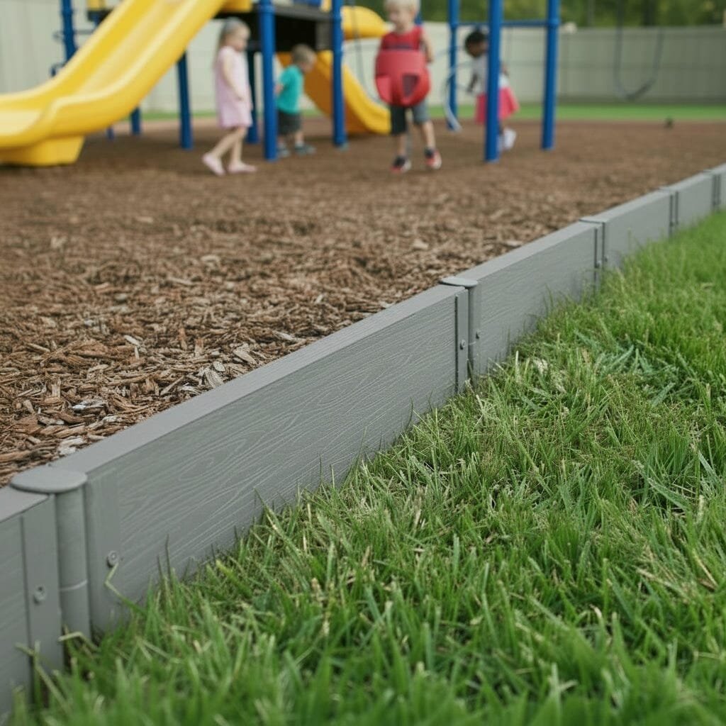 Composite Playground Border Kit Playground Borders Frame It All Weathered Wood Straight 2'' Profile 16 Feet (4 Straight Boards)