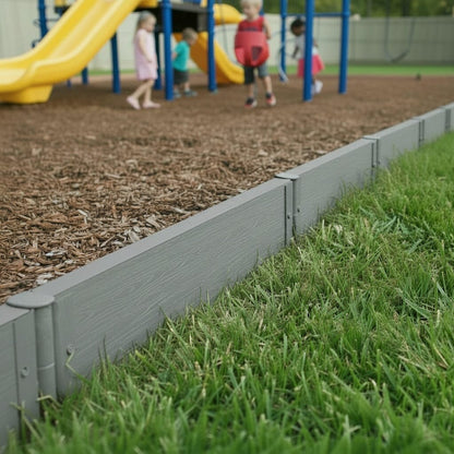 Composite Playground Border Kit Playground Borders Frame It All Weathered Wood Straight 2'' Profile 16 Feet (4 Straight Boards)