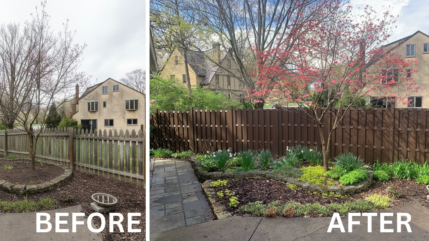 Cap Composite Pre-Assembled Fence Panels before and after