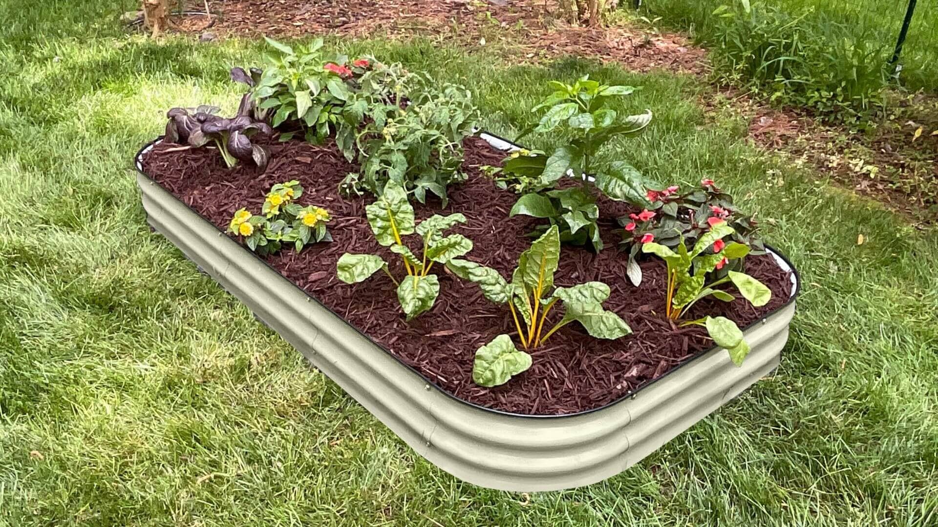 VegHerb's Ivory White 9-in-1 Metal Raised Garden Bed (8" Height) Gardening VegHerb 