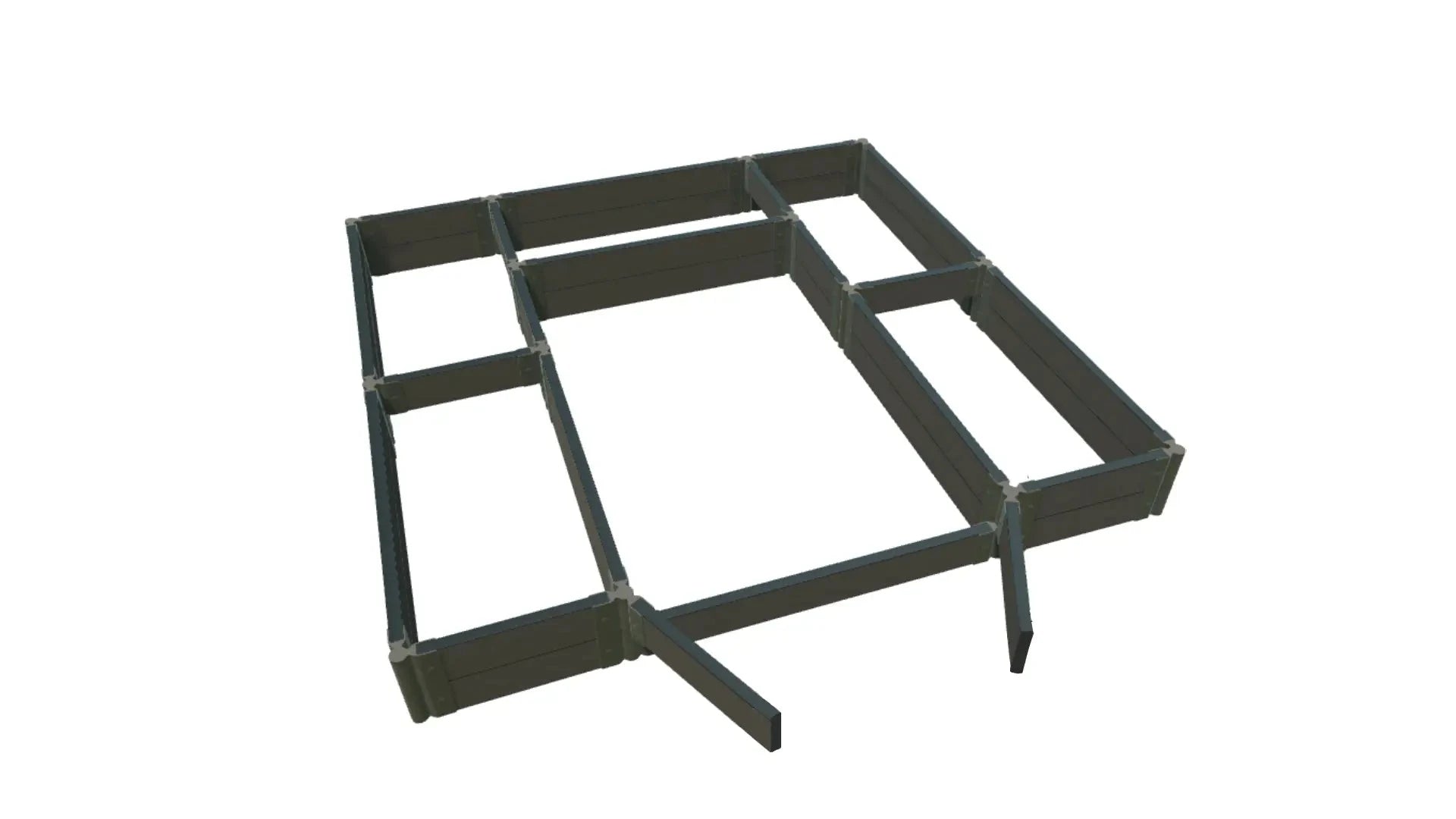 Walk-In Alamo 8' x 8' Animal Barrier Raised Garden Bed - 2" Profile - GardenBLOX Classic Raised Garden Beds Frame It All Weathered Wood 2 Inch 11" 0'