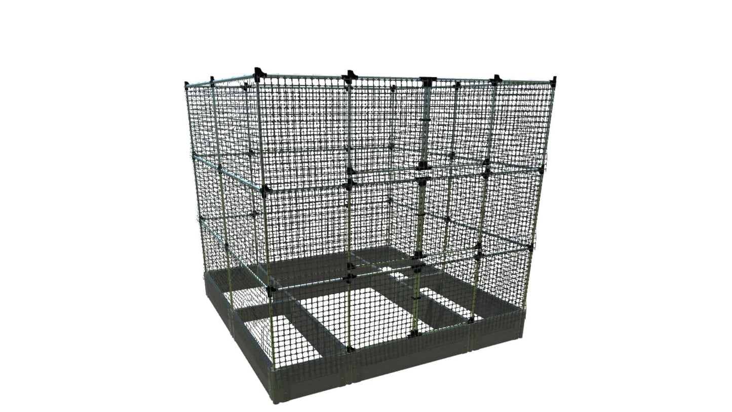 Walk-In Alamo 8' x 8' Animal Barrier Raised Garden Bed - 2" Profile - GardenBLOX Classic Raised Garden Beds Frame It All Weathered Wood 2 Inch 11" 6'