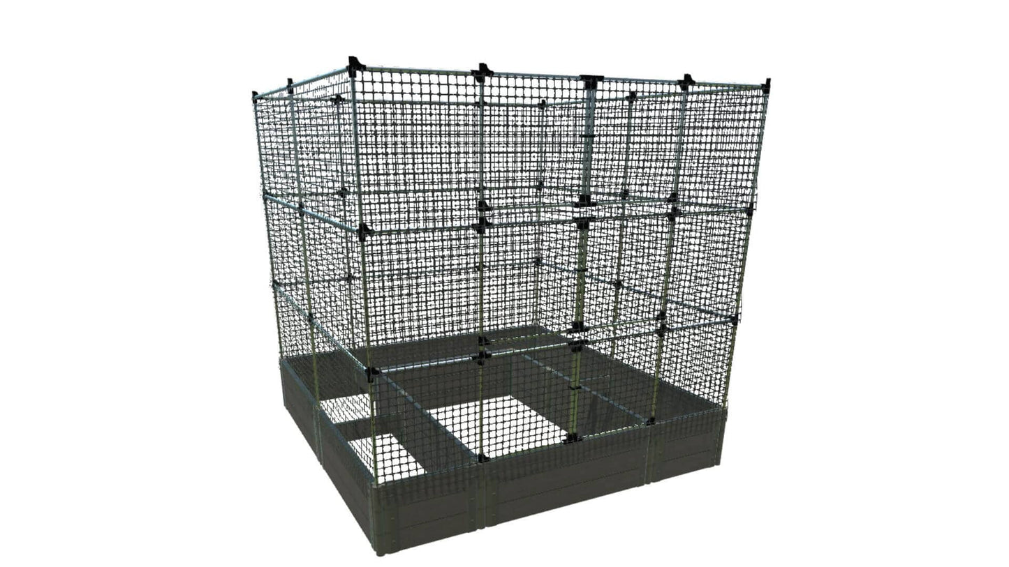 Walk-In Alamo 8' x 8' Animal Barrier Raised Garden Bed - 2" Profile - GardenBLOX Classic Raised Garden Beds Frame It All Weathered Wood 2 Inch 16.5" 6'