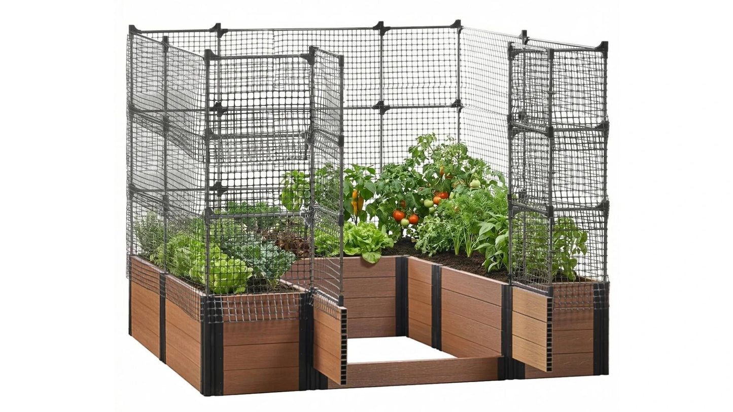 Walk-in Alamo 8' x 8' Animal Barrier Raised Garden Bed - GardenBLOX Capped Raised Garden Beds Frame It All 