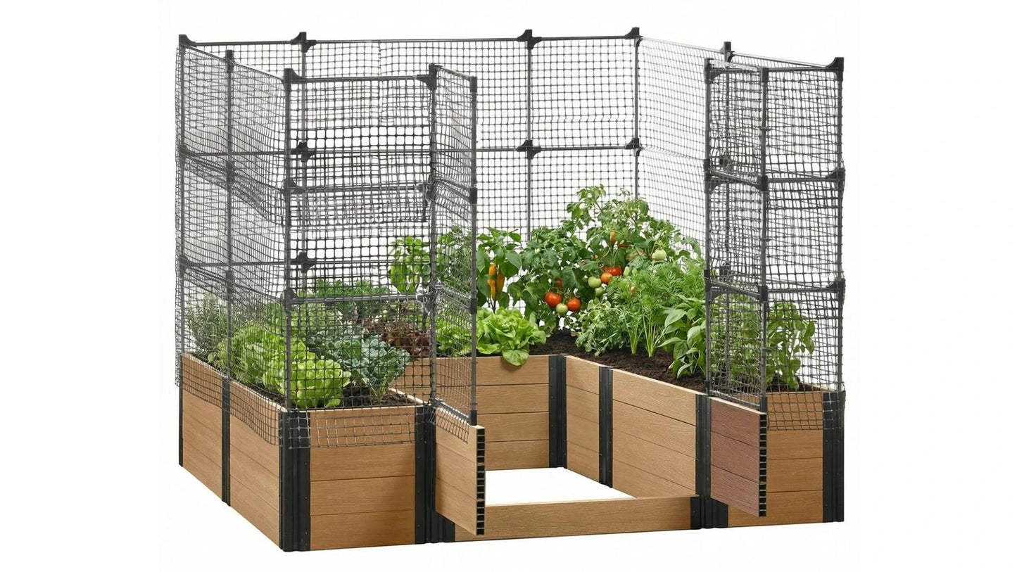 Walk-in Alamo 8' x 8' Animal Barrier Raised Garden Bed - GardenBLOX Capped Raised Garden Beds Frame It All 