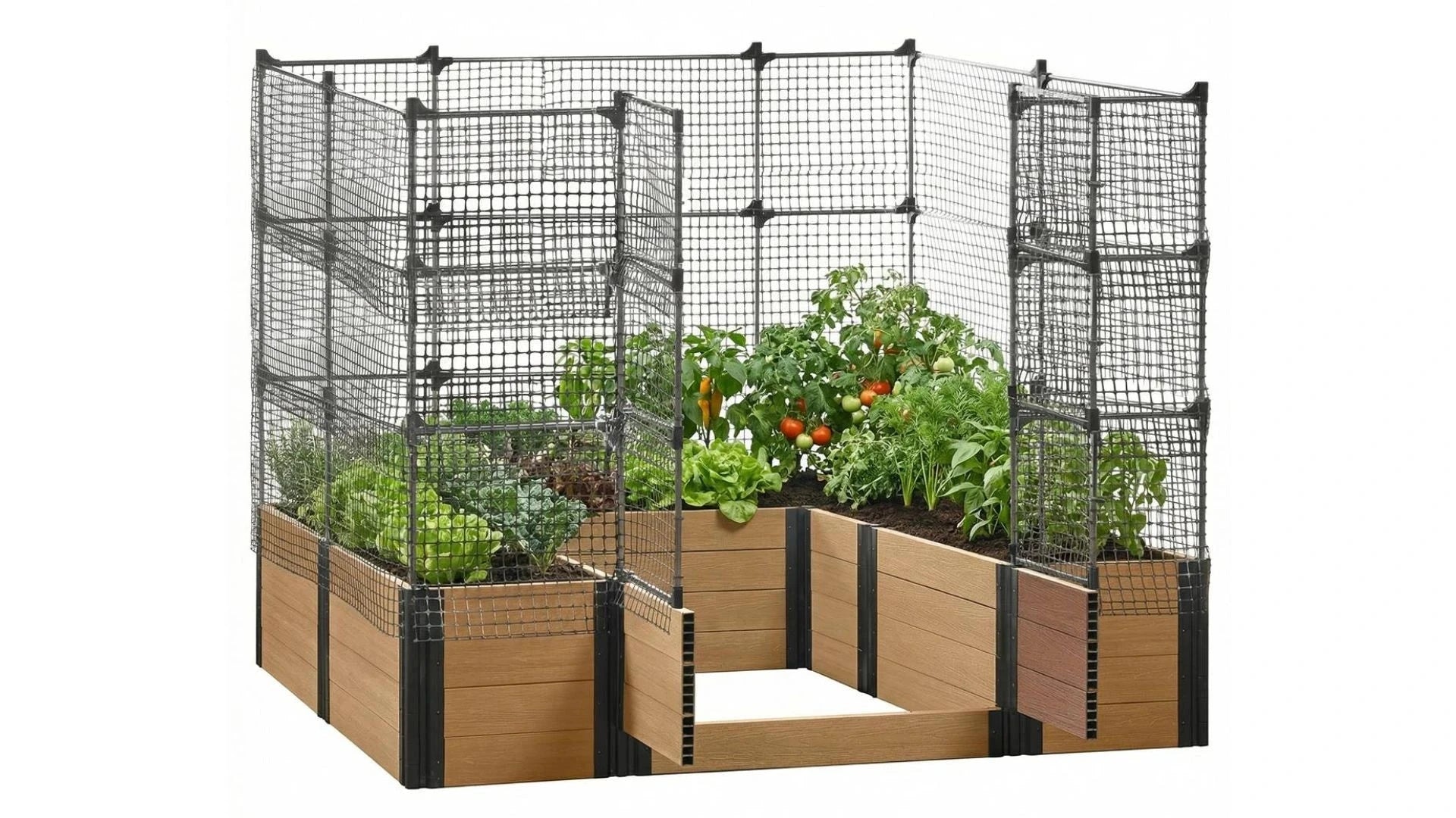 Walk-in Alamo 8' x 8' Animal Barrier Raised Garden Bed - GardenBLOX Capped Raised Garden Beds Frame It All 