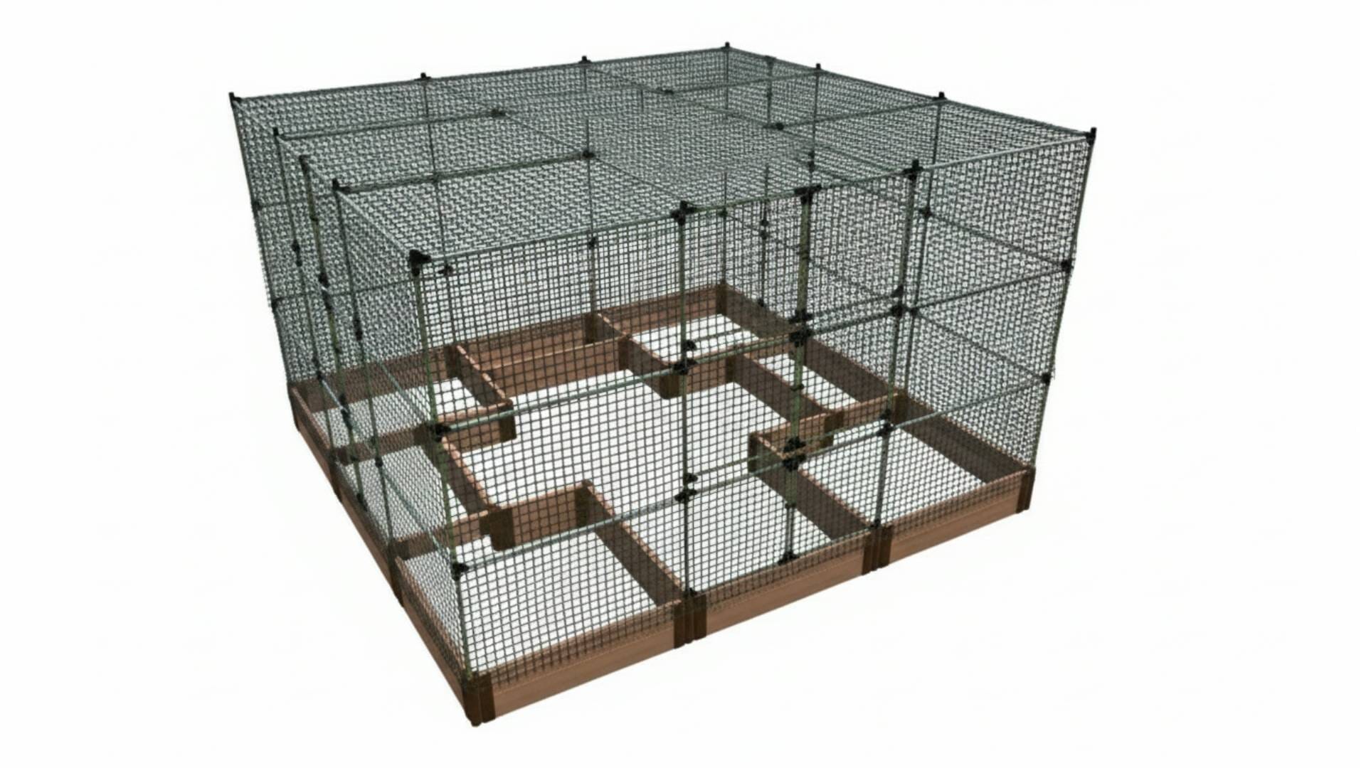 Walk-In Center Cross 12' x 12' Animal Barrier Raised Garden Bed - 2" Profile - GardenBLOX Classic Raised Garden Beds Frame It All Classic Sienna 2 Inch 11"" 6' + Roof