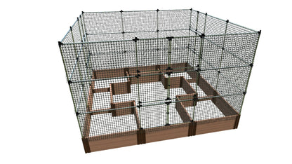 Walk-In Center Cross 12' x 12' Animal Barrier Raised Garden Bed - 2" Profile - GardenBLOX Classic Raised Garden Beds Frame It All Classic Sienna 2 Inch 16.5" 6'