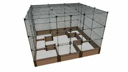 Walk-In Center Cross 12' x 12' Animal Barrier Raised Garden Bed - 2" Profile - GardenBLOX Classic Raised Garden Beds Frame It All Classic Sienna 2 Inch 16.5" 6' + Roof