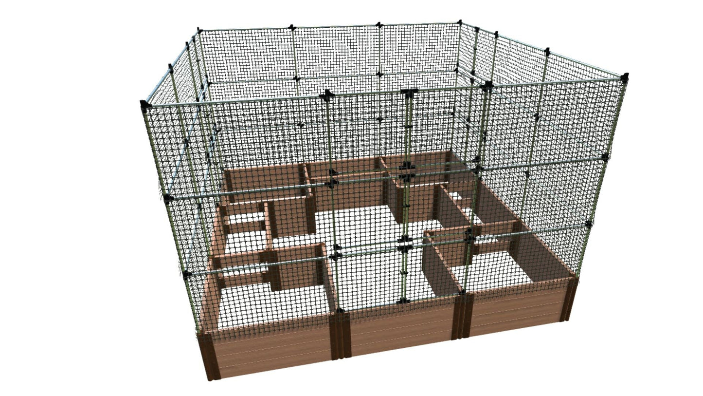 Walk-In Center Cross 12' x 12' Animal Barrier Raised Garden Bed - 2" Profile - GardenBLOX Classic Raised Garden Beds Frame It All Classic Sienna 2 Inch 22" 6'