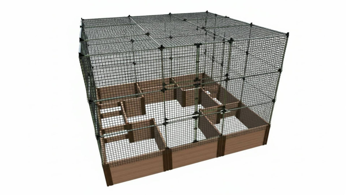 Walk-In Center Cross 12' x 12' Animal Barrier Raised Garden Bed - 2" Profile - GardenBLOX Classic Raised Garden Beds Frame It All Classic Sienna 2 Inch 22" 6' + Roof
