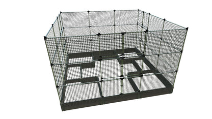 Walk-In Center Cross 12' x 12' Animal Barrier Raised Garden Bed - 2" Profile - GardenBLOX Classic Raised Garden Beds Frame It All Weathered Wood 2 Inch 11"" 6'