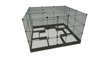 Walk-In Center Cross 12' x 12' Animal Barrier Raised Garden Bed - 2" Profile - GardenBLOX Classic Raised Garden Beds Frame It All Weathered Wood 2 Inch 11"" 6' + Roof