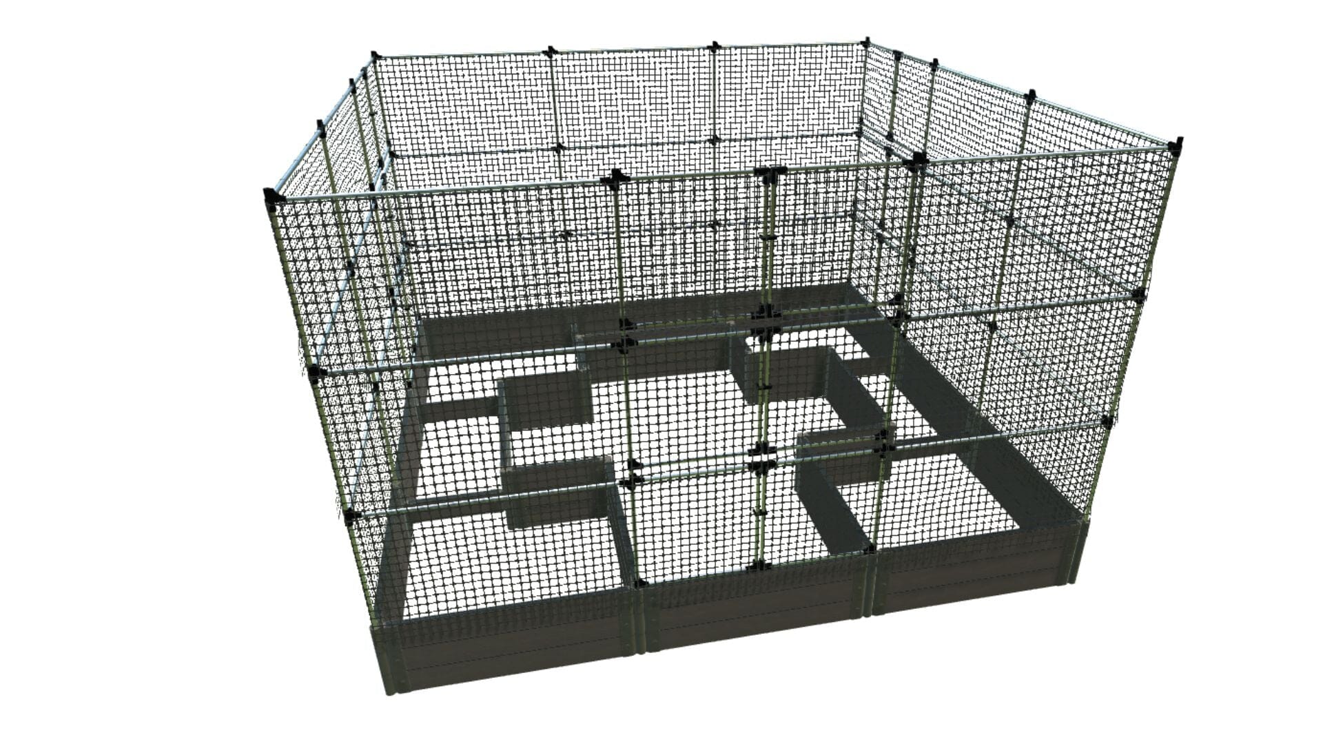 Walk-In Center Cross 12' x 12' Animal Barrier Raised Garden Bed - 2" Profile - GardenBLOX Classic Raised Garden Beds Frame It All Weathered Wood 2 Inch 16.5" 6'