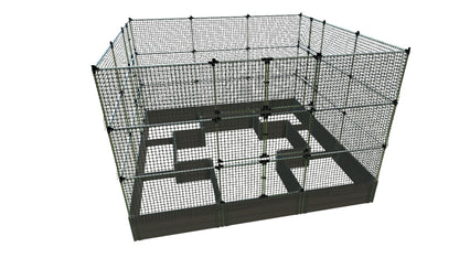 Walk-In Center Cross 12' x 12' Animal Barrier Raised Garden Bed - 2" Profile - GardenBLOX Classic Raised Garden Beds Frame It All Weathered Wood 2 Inch 16.5" 6'