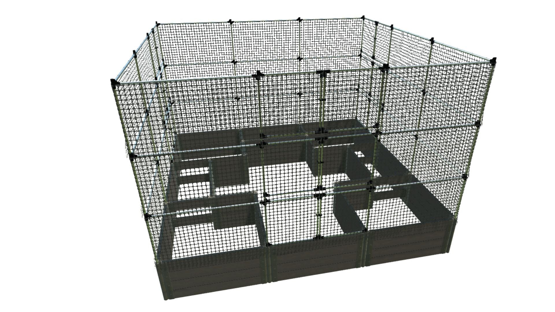 Walk-In Center Cross 12' x 12' Animal Barrier Raised Garden Bed - 2" Profile - GardenBLOX Classic Raised Garden Beds Frame It All Weathered Wood 2 Inch 22" 6'