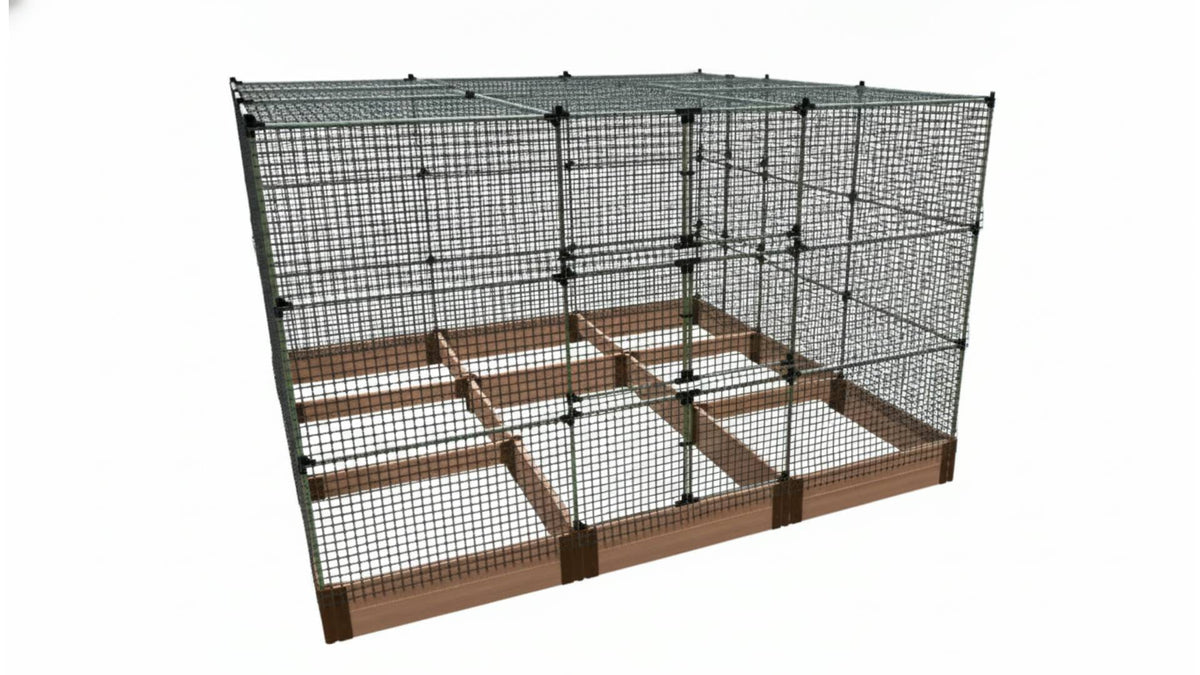 Walk-In Jumbo 12' x 12' Animal Barrier Raised Garden Bed - 2" Profile - GardenBLOX Classic Raised Garden Beds Frame It All Classic Sienna 2 Inch 11" 6' + Roof
