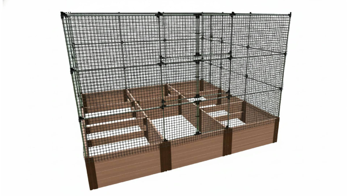 Walk-In Jumbo 12' x 12' Animal Barrier Raised Garden Bed - 2" Profile - GardenBLOX Classic Raised Garden Beds Frame It All Classic Sienna 2 Inch 22" 6' + Roof