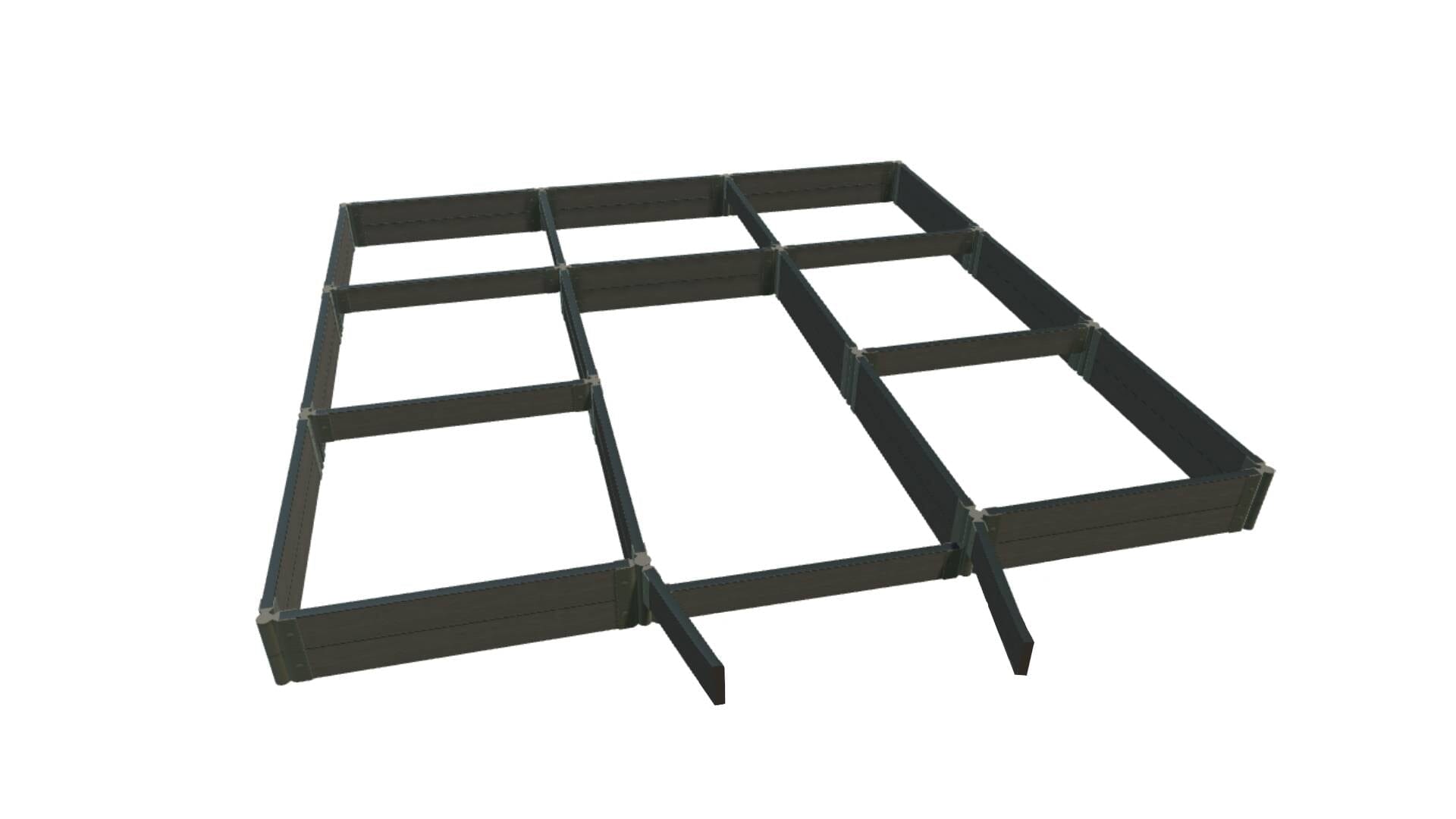 Walk-In Jumbo 12' x 12' Animal Barrier Raised Garden Bed - 2" Profile - GardenBLOX Classic Raised Garden Beds Frame It All Weathered Wood 2 Inch 11" 0'