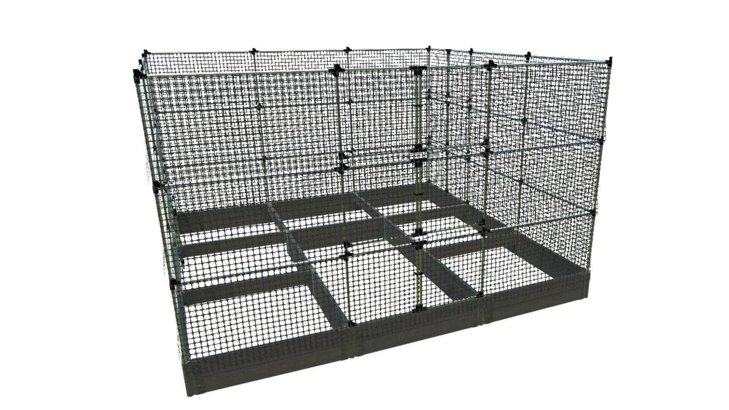 Walk-In Jumbo 12' x 12' Animal Barrier Raised Garden Bed - 2" Profile - GardenBLOX Classic Raised Garden Beds Frame It All Weathered Wood 2 Inch 11" 6'