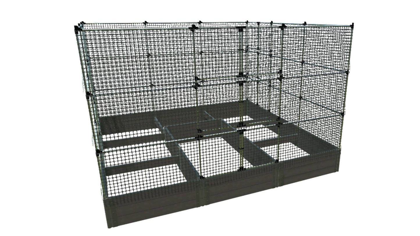 Walk-In Jumbo 12' x 12' Animal Barrier Raised Garden Bed - 2" Profile - GardenBLOX Classic Raised Garden Beds Frame It All Weathered Wood 2 Inch 16.5" 6'