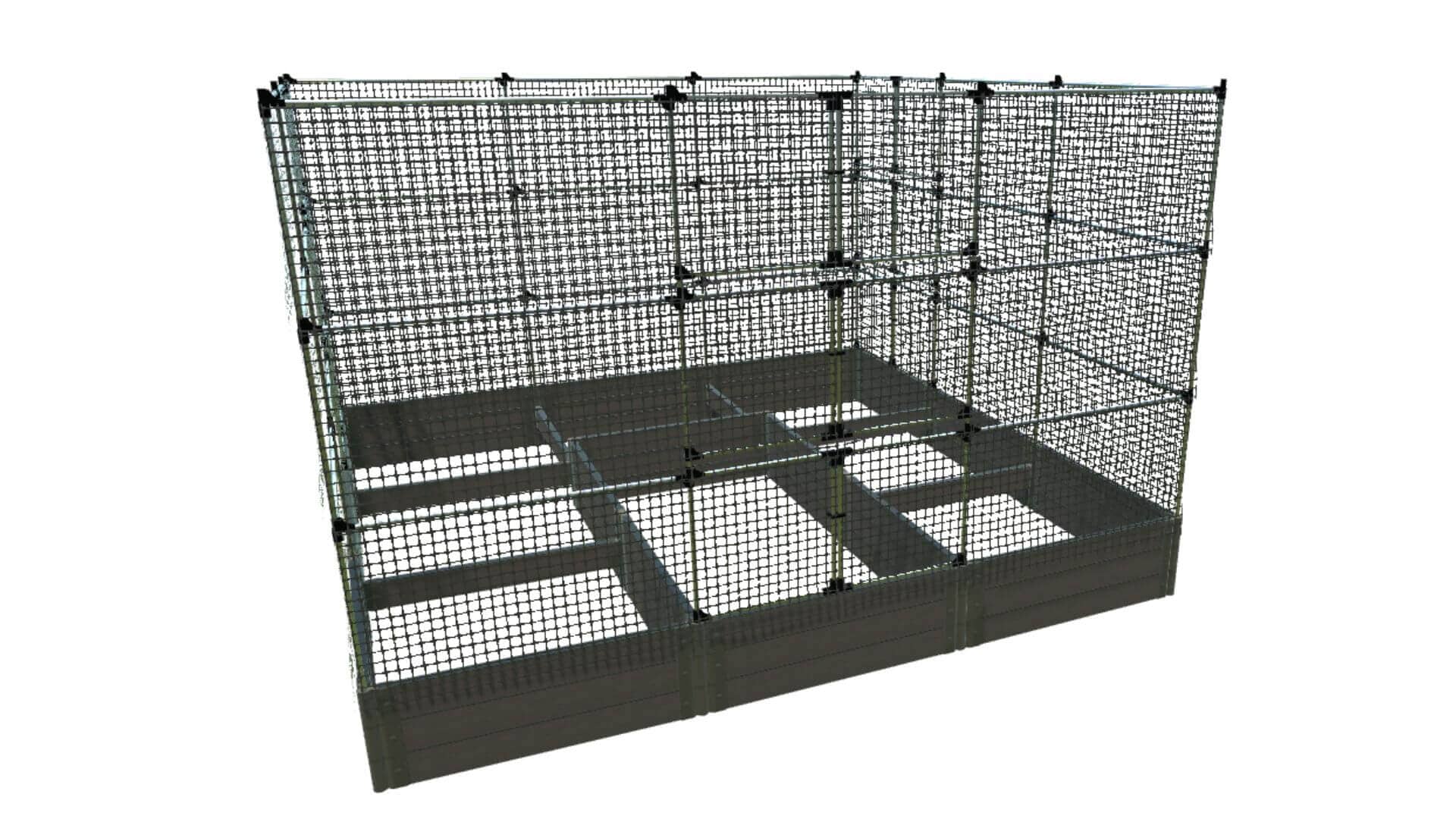 Walk-In Jumbo 12' x 12' Animal Barrier Raised Garden Bed - 2" Profile - GardenBLOX Classic Raised Garden Beds Frame It All Weathered Wood 2 Inch 16.5" 6'