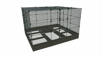 Walk-In Jumbo 12' x 12' Animal Barrier Raised Garden Bed - 2" Profile - GardenBLOX Classic Raised Garden Beds Frame It All Weathered Wood 2 Inch 16.5" 6' + Roof