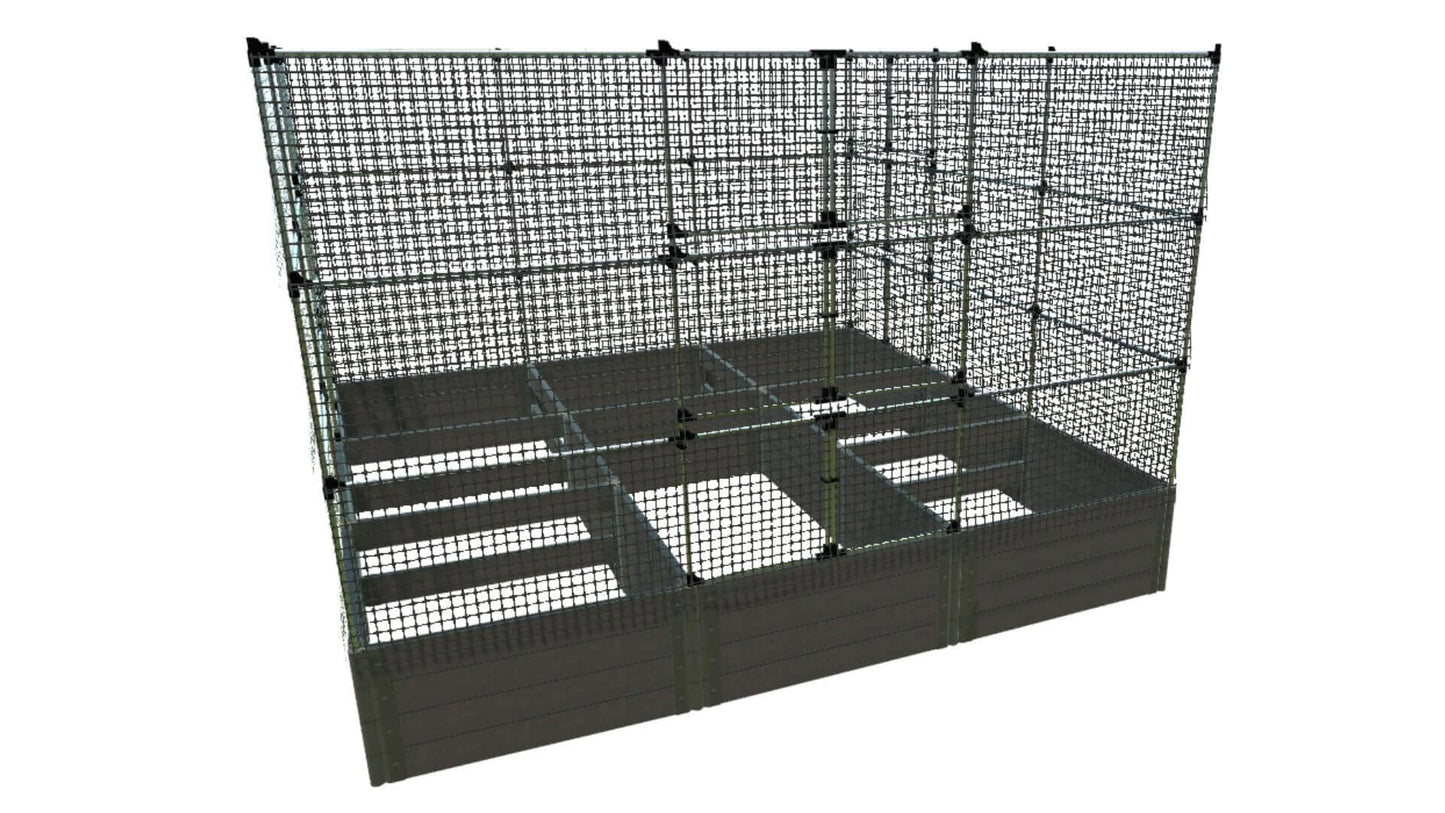Walk-In Jumbo 12' x 12' Animal Barrier Raised Garden Bed - 2" Profile - GardenBLOX Classic Raised Garden Beds Frame It All Weathered Wood 2 Inch 22" 6'