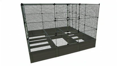 Walk-In Jumbo 12' x 12' Animal Barrier Raised Garden Bed - 2" Profile - GardenBLOX Classic Raised Garden Beds Frame It All Weathered Wood 2 Inch 22" 6' + Roof