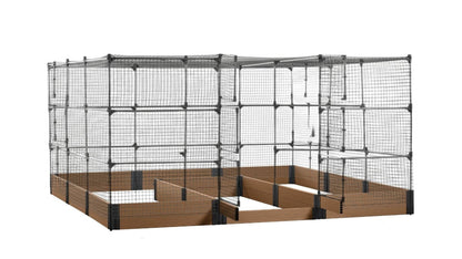 Walk-in Jumbo-U 12' x 12' Animal Barrier Raised Garden Bed - GardenBLOX Capped Raised Garden Beds Frame It All Hickory 11" 6' + Netting Roof