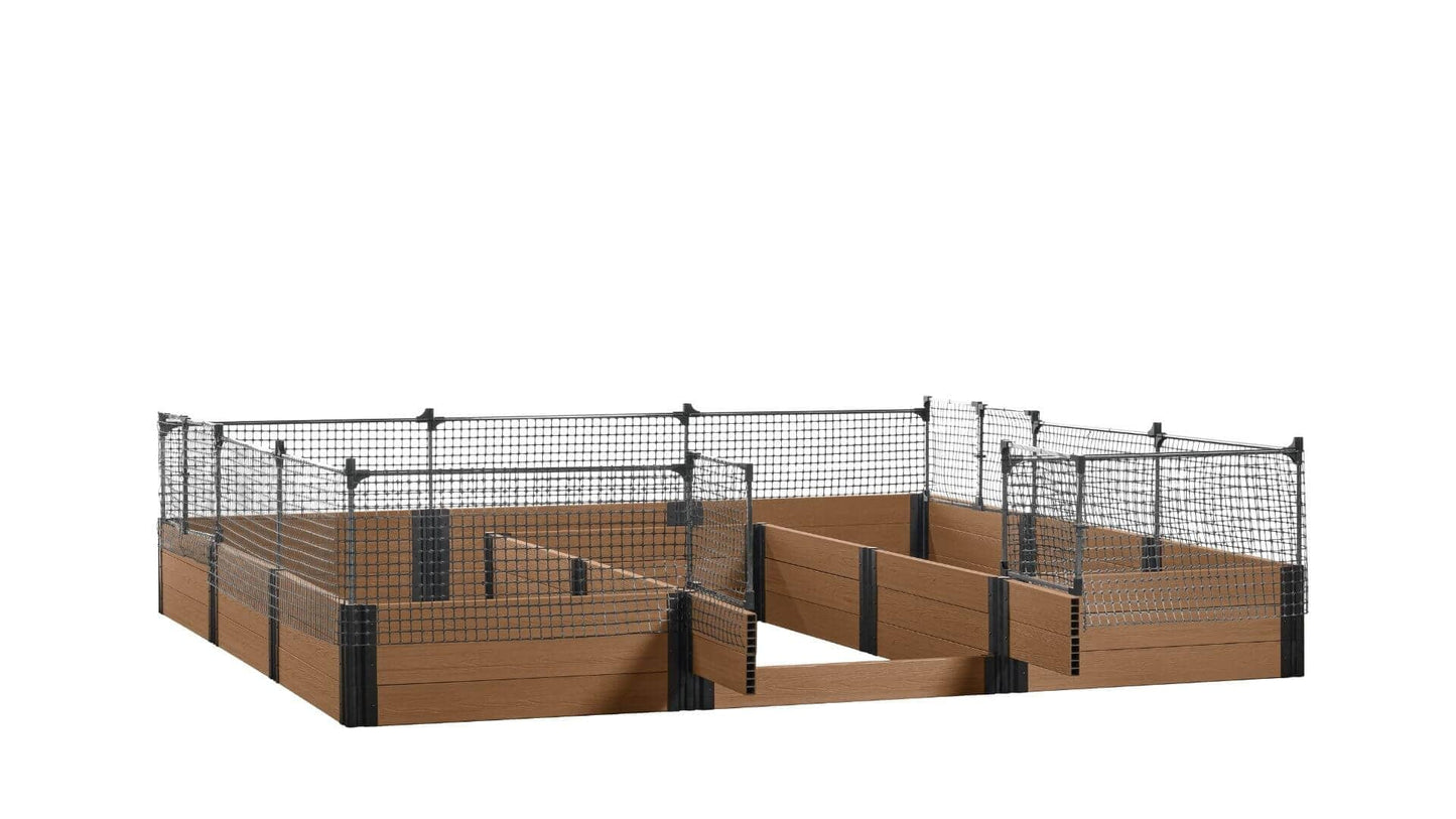 Walk-in Jumbo-U 12' x 12' Animal Barrier Raised Garden Bed - GardenBLOX Capped Raised Garden Beds Frame It All Hickory 16.5" 2'