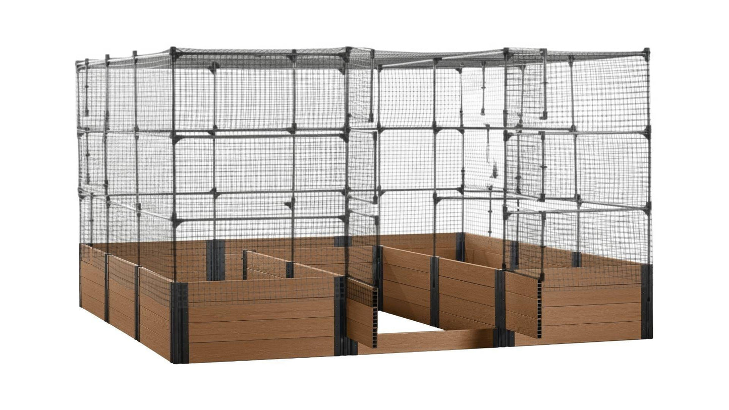Walk-in Jumbo-U 12' x 12' Animal Barrier Raised Garden Bed - GardenBLOX Capped Raised Garden Beds Frame It All Hickory 22" 6' + Netting Roof