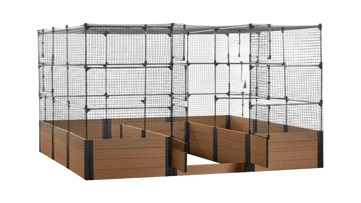 Walk-in Jumbo-U 12' x 12' Animal Barrier Raised Garden Bed - GardenBLOX Capped Raised Garden Beds Frame It All Hickory 22" 6' + Netting Roof