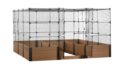 Walk-in Jumbo-U 12' x 12' Animal Barrier Raised Garden Bed - GardenBLOX Capped Raised Garden Beds Frame It All Hickory 22" 6' + Netting Roof