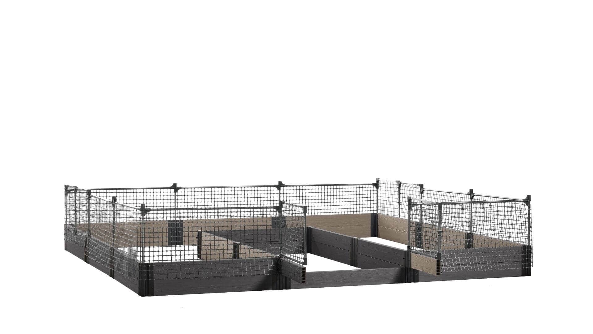 Walk-in Jumbo-U 12' x 12' Animal Barrier Raised Garden Bed - GardenBLOX Capped Raised Garden Beds Frame It All Ironwood 11" 2'