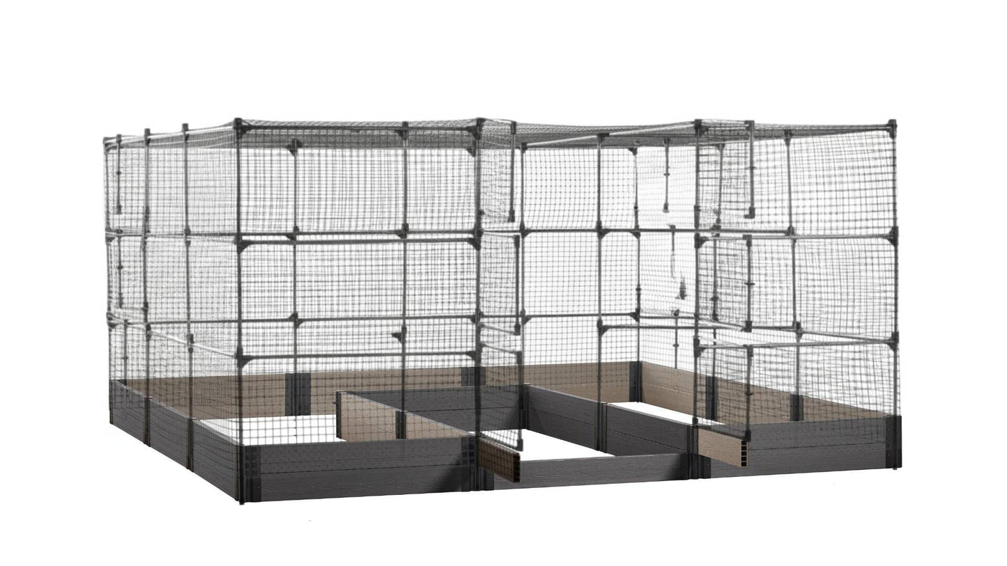 Walk-in Jumbo-U 12' x 12' Animal Barrier Raised Garden Bed - GardenBLOX Capped Raised Garden Beds Frame It All Ironwood 11" 6' + Netting Roof