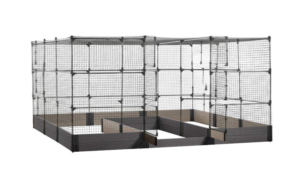 Walk-in Jumbo-U 12' x 12' Animal Barrier Raised Garden Bed - GardenBLOX Capped Raised Garden Beds Frame It All Ironwood 11" 6' + Netting Roof