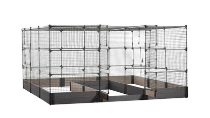 Walk-in Jumbo-U 12' x 12' Animal Barrier Raised Garden Bed - GardenBLOX Capped Raised Garden Beds Frame It All Ironwood 11" 6' + Netting Roof