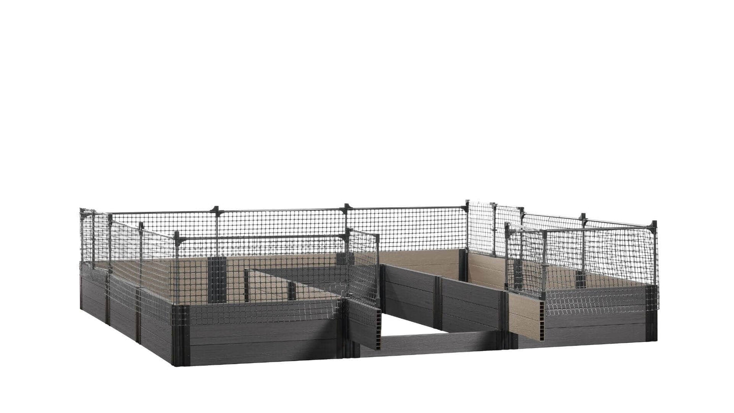 Walk-in Jumbo-U 12' x 12' Animal Barrier Raised Garden Bed - GardenBLOX Capped Raised Garden Beds Frame It All Ironwood 16.5" 2'